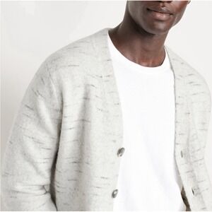 Old Navy Men's Space Dye Cardigan Sweater XL Heather Gray Wool Blend Preppy Cozy